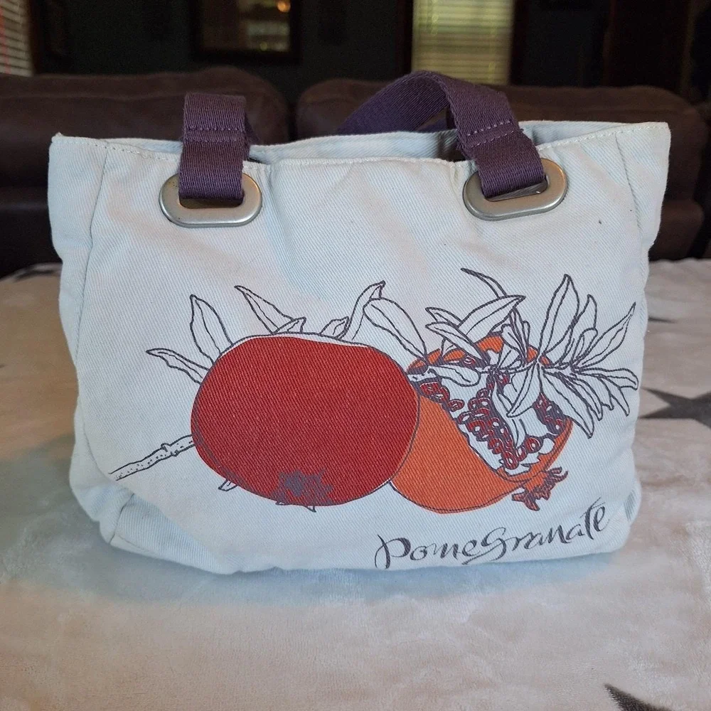 Vintage Botanical Collection Canvas Mini Tote Bag Crabtree & Evelyn Pomegranate - Picture 3 of 11